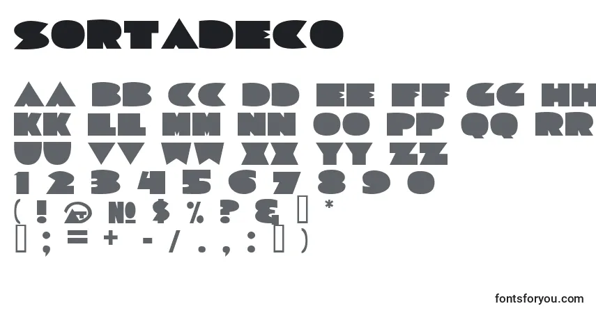 A fonte Sortadeco – alfabeto, números, caracteres especiais
