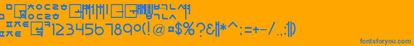 SorawinPlain Font – Blue Fonts on Orange Background