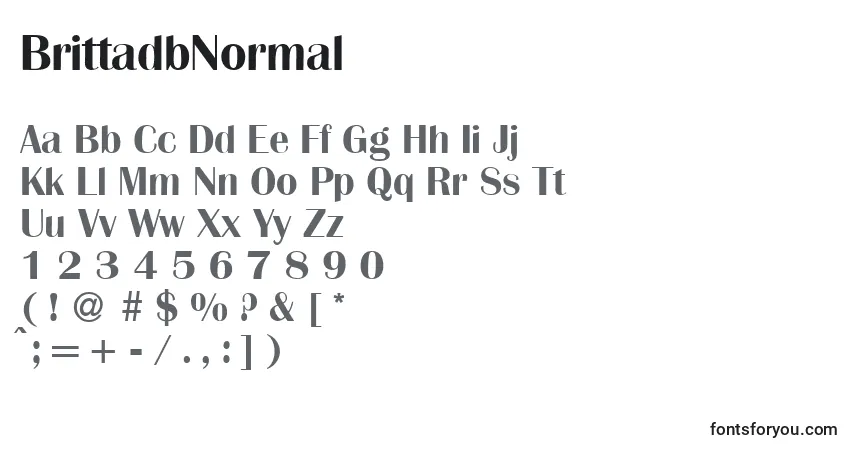Czcionka BrittadbNormal – alfabet, cyfry, specjalne znaki