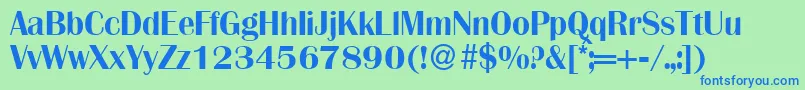 Fonte BrittadbNormal – fontes azuis em um fundo verde