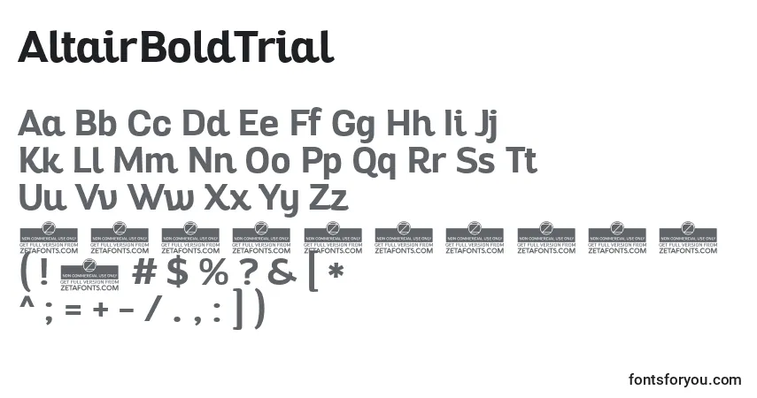 Шрифт AltairBoldTrial – алфавит, цифры, специальные символы