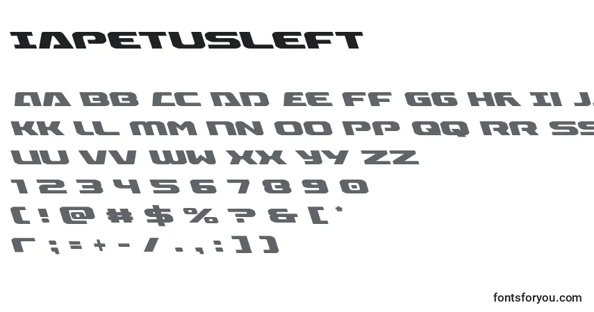 Czcionka Iapetusleft – alfabet, cyfry, specjalne znaki