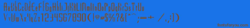 フォントMadrid2e – 茶色の文字が青い背景にあります。