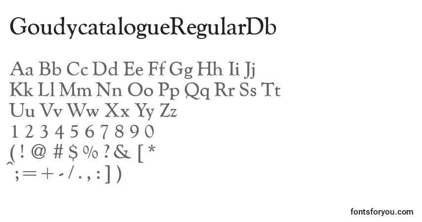 Czcionka GoudycatalogueRegularDb – alfabet, cyfry, specjalne znaki