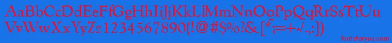 GoudycatalogueRegularDb Font – Red Fonts on Blue Background