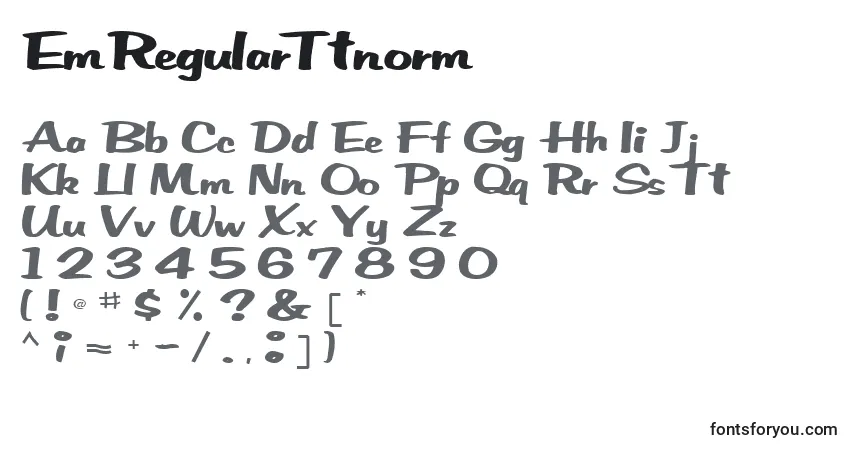 EmRegularTtnorm Font – alphabet, numbers, special characters