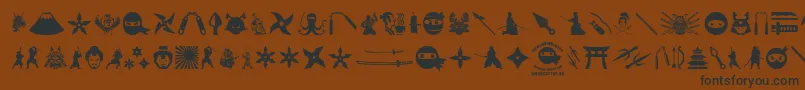 フォントNinjaAndSamurai – 黒い文字が茶色の背景にあります