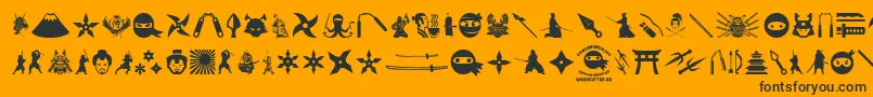 NinjaAndSamurai-fontti – mustat fontit oranssilla taustalla