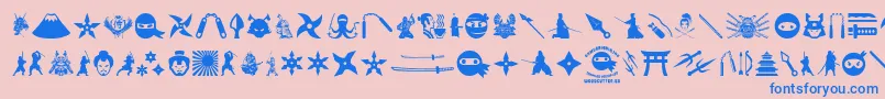 NinjaAndSamurai Font – Blue Fonts on Pink Background