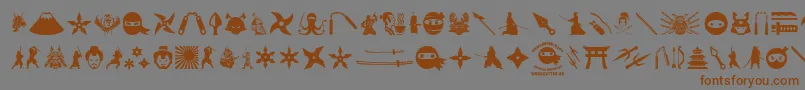NinjaAndSamurai-Schriftart – Braune Schriften auf grauem Hintergrund
