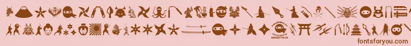 NinjaAndSamurai Font – Brown Fonts on Pink Background