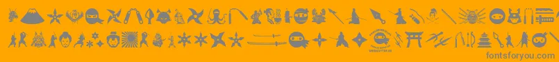 NinjaAndSamurai-Schriftart – Graue Schriften auf orangefarbenem Hintergrund