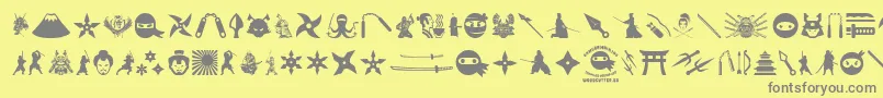 Weitere Informationen zur NinjaAndSamurai-Schriftart NinjaAndSamurai-Schriftart – Graue Schriften auf gelbem Hintergrund