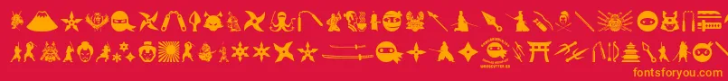 NinjaAndSamurai Font – Orange Fonts on Red Background