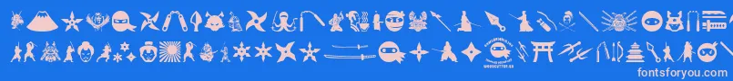NinjaAndSamurai Font – Pink Fonts on Blue Background