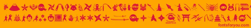 NinjaAndSamurai Font – Red Fonts on Orange Background