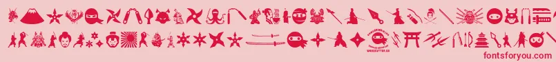 NinjaAndSamurai Font – Red Fonts on Pink Background