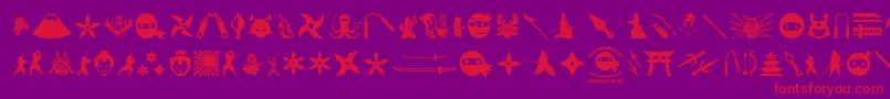 フォントNinjaAndSamurai – 紫の背景に赤い文字
