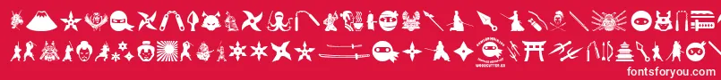 フォントNinjaAndSamurai – 赤い背景に白い文字