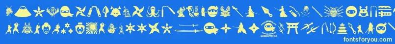 NinjaAndSamurai-fontti – keltaiset fontit sinisellä taustalla