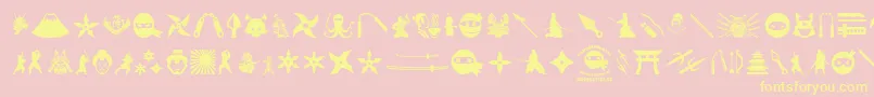 NinjaAndSamurai Font – Yellow Fonts on Pink Background