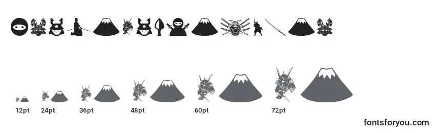 Размеры шрифта NinjaAndSamurai