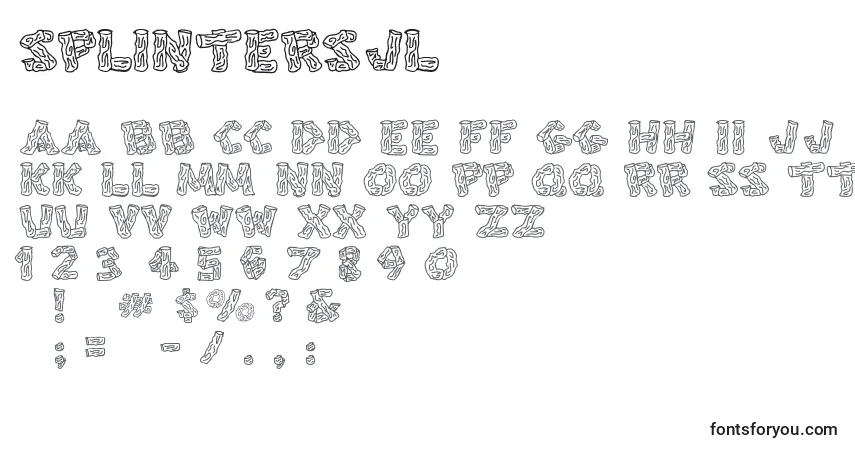 A fonte SplintersJl – alfabeto, números, caracteres especiais