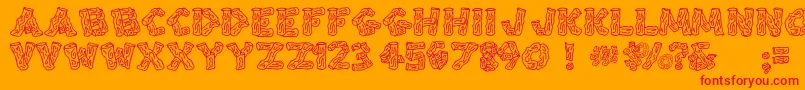 SplintersJl-Schriftart – Rote Schriften auf orangefarbenem Hintergrund
