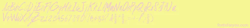 FlojaScript-Schriftart – Rosa Schriften auf gelbem Hintergrund