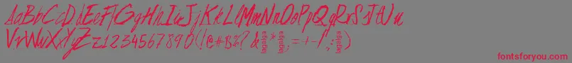 フォントFlojaScript – 赤い文字の灰色の背景