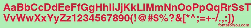 HelioscBold Font – Red Fonts on Green Background