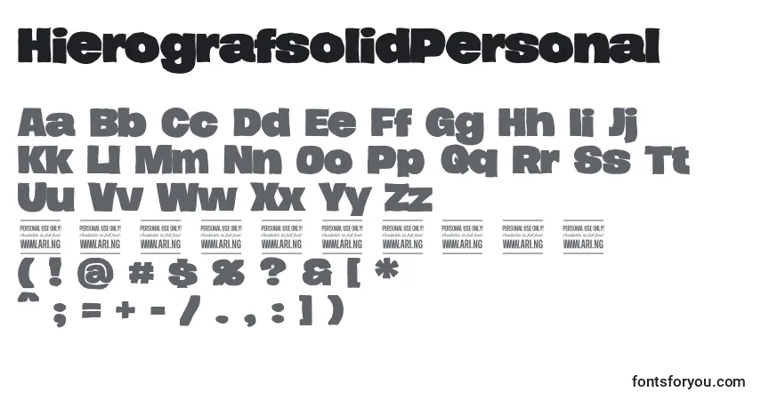 Шрифт HierografsolidPersonal – алфавит, цифры, специальные символы