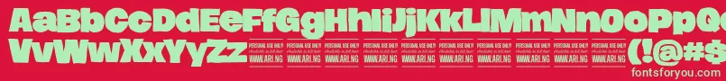 HierografsolidPersonal Font – Green Fonts on Red Background