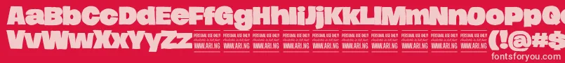 HierografsolidPersonal-fontti – vaaleanpunaiset fontit punaisella taustalla