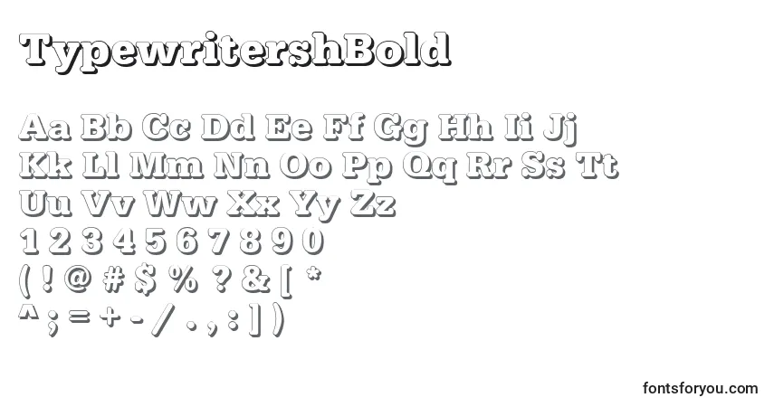 A fonte TypewritershBold – alfabeto, números, caracteres especiais