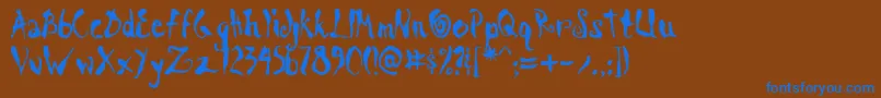 ScrawnKoi8Aoe Font – Blue Fonts on Brown Background