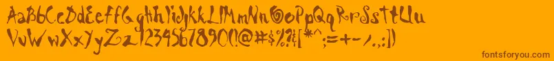 ScrawnKoi8Aoe-Schriftart – Braune Schriften auf orangefarbenem Hintergrund