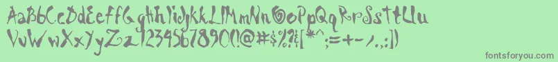 フォントScrawnKoi8Aoe – 緑の背景に灰色の文字