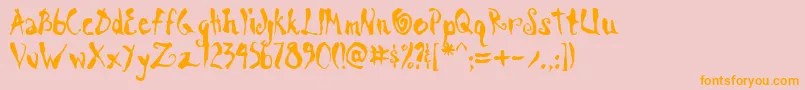 ScrawnKoi8Aoe-Schriftart – Orangefarbene Schriften auf rosa Hintergrund