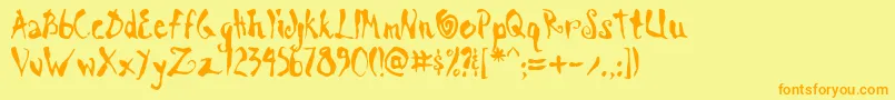 ScrawnKoi8Aoe Font – Orange Fonts on Yellow Background