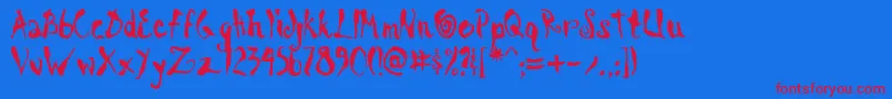 Fonte ScrawnKoi8Aoe – fontes vermelhas em um fundo azul
