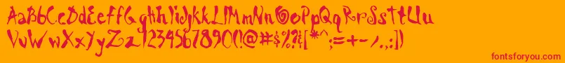 ScrawnKoi8Aoe-Schriftart – Rote Schriften auf orangefarbenem Hintergrund
