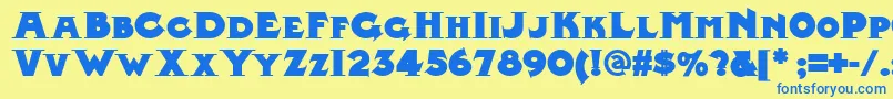 Midland-Schriftart – Blaue Schriften auf gelbem Hintergrund