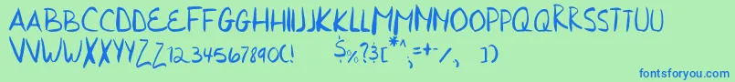 HurriedHand Font – Blue Fonts on Green Background