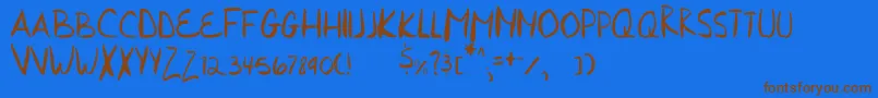 HurriedHand Font – Brown Fonts on Blue Background