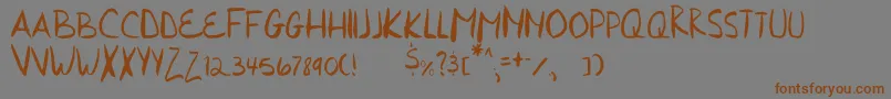 HurriedHand-Schriftart – Braune Schriften auf grauem Hintergrund