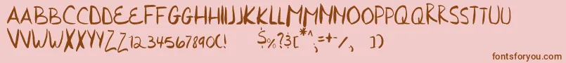 Saiba mais sobre a fonte HurriedHand Fonte HurriedHand – fontes marrons em um fundo rosa