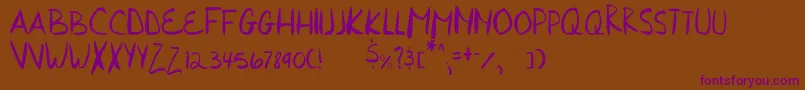 HurriedHand Font – Purple Fonts on Brown Background