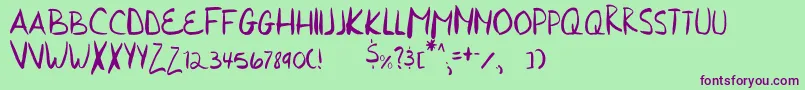 HurriedHand Font – Purple Fonts on Green Background
