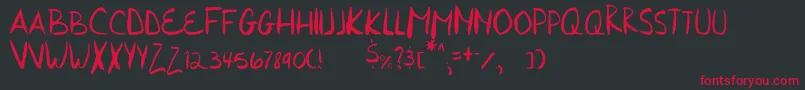 HurriedHand Font – Red Fonts on Black Background